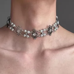 2024 New Vintage Necklace Double-Deck Pearl Tiger-Eye Luxury Court Style Unisex Choker for Women Men Couple Jewelry