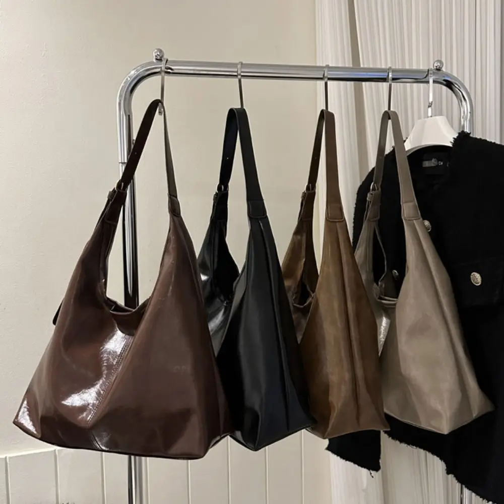 Elegante zachte leren draagtas Grote capaciteit Effen kleur Woon-werkverkeer Schoudertas Rits Lichtgewicht Vintage onderarmtas Reizen