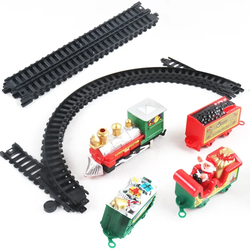 Mini Christmas Realistic Electric Train Set DIY Easy To Assemble Safe for Kids Gifts Party Home Xmas Tree Decoration