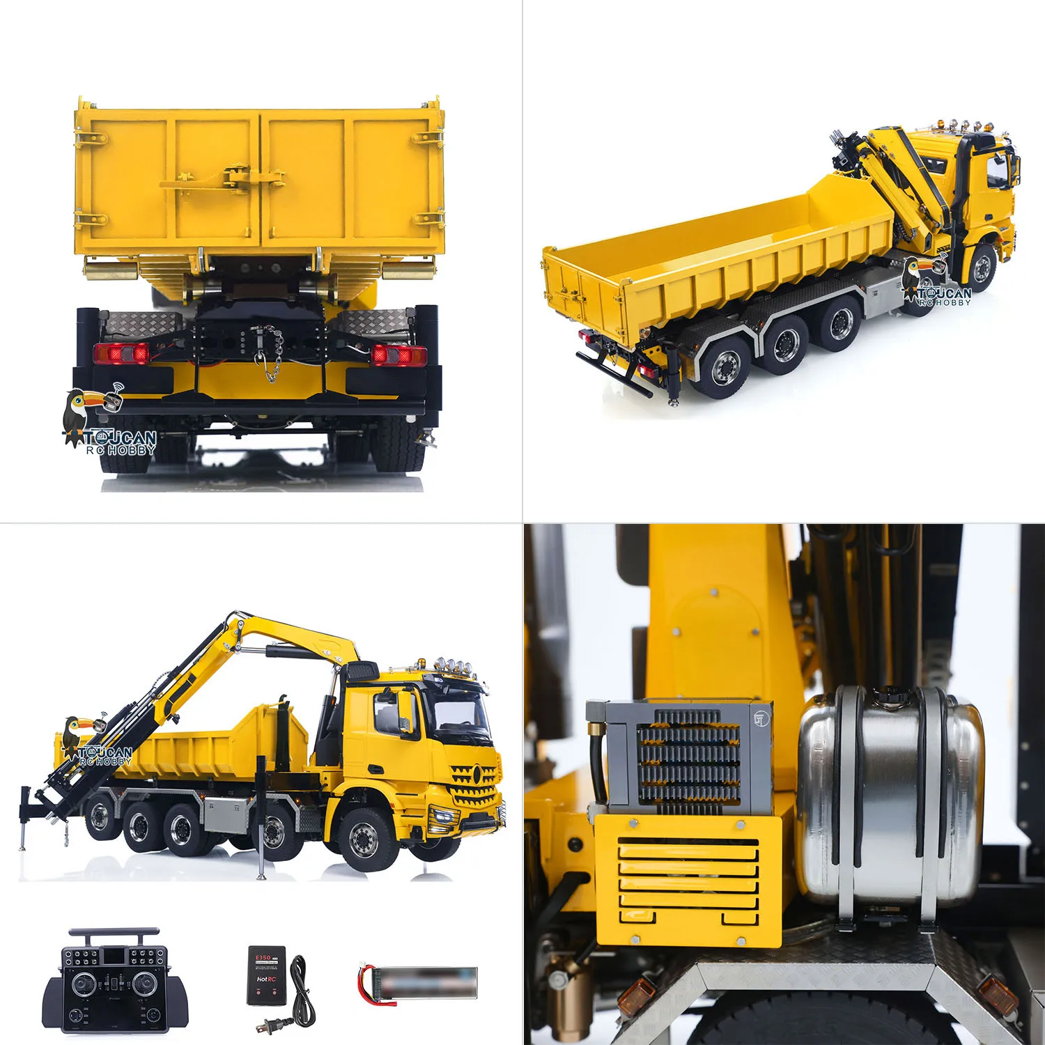 1/14 Hydraulic RC Crane Tipper Truck 10x10 Finished Full Dump Car Light Sound 3-speed Gearbox XELite Raido Machine Toy THZH1958