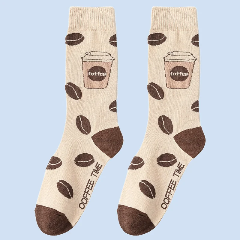 

1/3 Pairs Autumn and Winter New Socks Mid-tube Socks Women's Personalized Cartoon Letter Coffee Socks Casual Home Socks