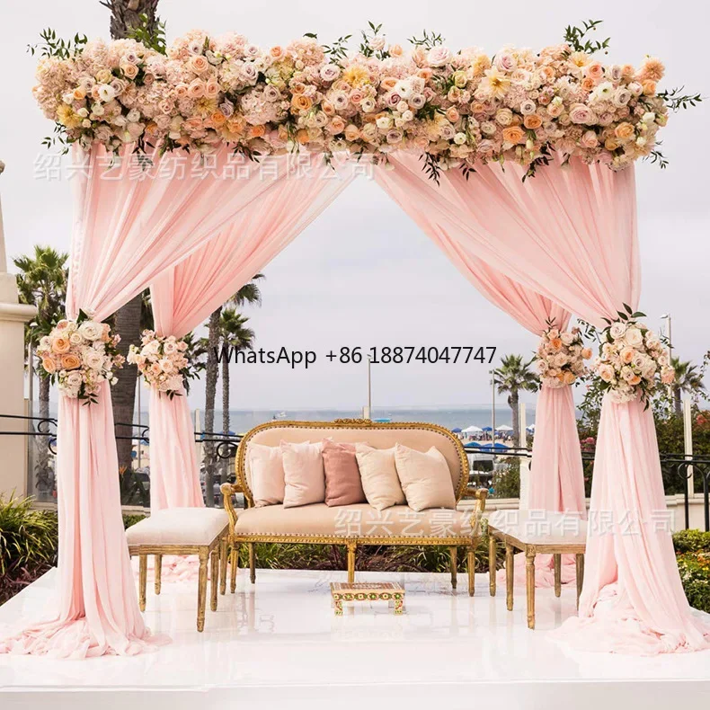 Wholesale Wedding Backdrop Drapes Sheer Chiffon Drapes  Drapes Curtains Chiffon valance For Wedding Decoration