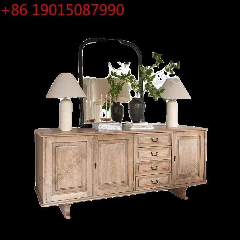 

N French Retro Solid Wood Entrance Cabinet Sideboard Home Shoe Cabinet American Small Apartment Living Room Curio Cabinet