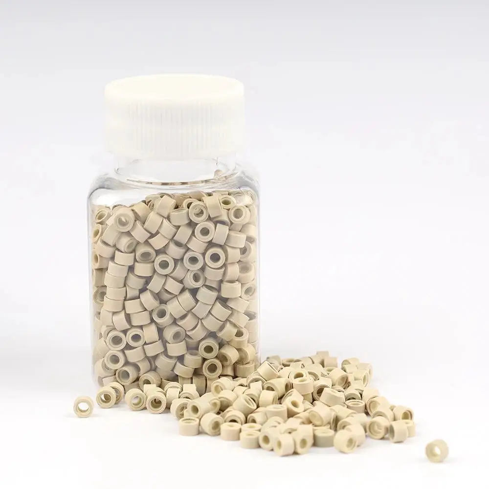 ARLANY 1000Pcs 5mm Micro Beads Silicone Lined Microlink Beads for Weft Hair Extensions Invisible Extension Application