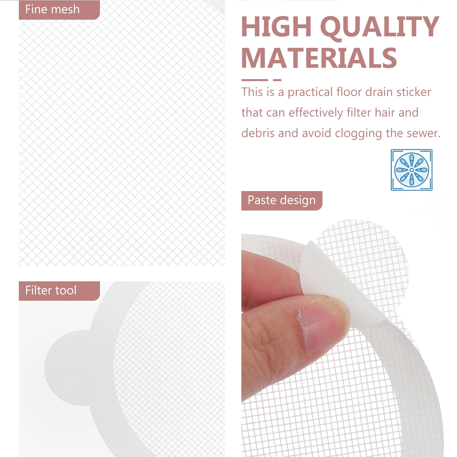 

10pcs Floor Drain Filtering Sticker Disposable Hair Catcher Cover Anti-Blocking Mesh Sticker For Bathroom Sink Drain Hole