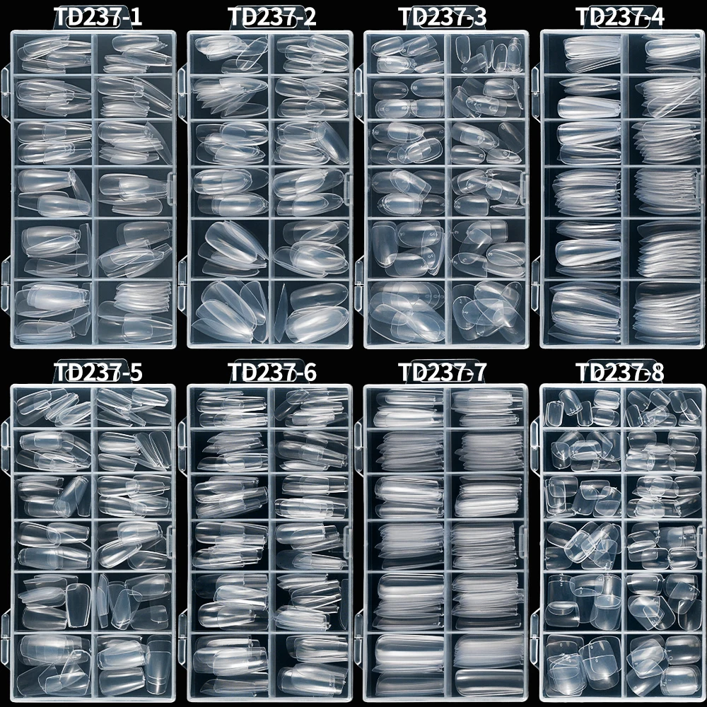 120Pcs 8styles Clear Soft Gel Press-on Nails Short-Long Square /Oval/Coffin Flase Nail 12size Full Cover Acrylic Artificial Tips