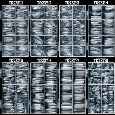 120Pcs 8styles Clear Soft Gel Press-on Nails Short-Long Square /Oval/Coffin Flase Nail 12size Full Cover Acrylic Artificial Tips