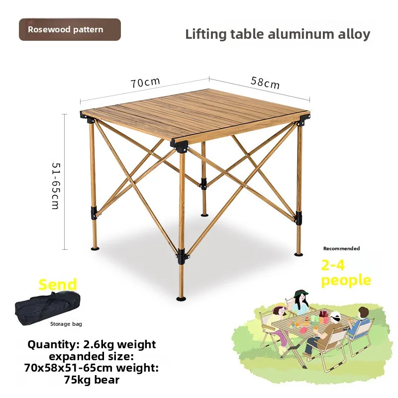 Table pliante d'extérieur en alliage d'aluminium, Table en rouleau d'œufs, Table et chaises de Camping portables, Table de pique-nique pour barbecue, ensemble complet