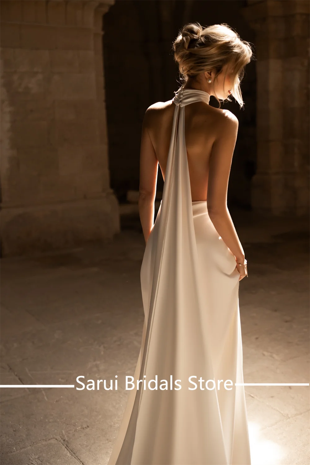 Halter Satin Sleeveless Deep V-neck Wedding Dress Sexy Mermaid Backless Wedding Gown with Court for Bridal vestidos de novia - AliExpress 320 Halter Satin Sleeveless Deep V-neck Wedding Dress Sexy Mermaid Backless Wedding Gown with Court for Bridal vestidos de novia - AliExpress 320