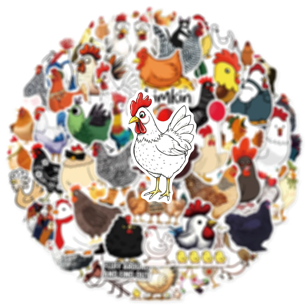 50/100PCS Cartoon Chicken & Hen Stickers Creative Waterproof Stickers Decorative Travel Boxes Stationery Reward Stickers