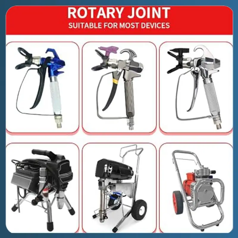 

AB02 Airless Paint Spray Gunswivel Joint Compatible With 235486 7/8 Inch 300° Rotation Silver Metal 2 PCS