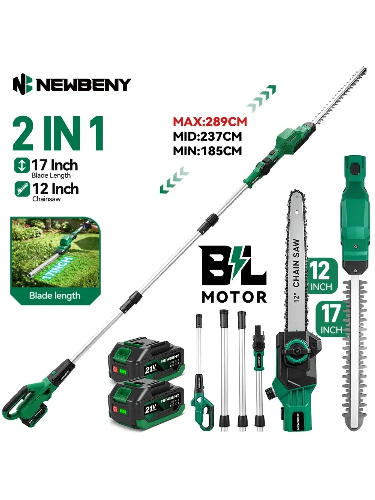 NewBeny Bürstenlose Hochleistungs-Astkreissäge & Heckenschere mit Teleskopstange für Makita-Akku