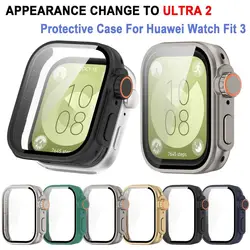 Change to Ultra2 Case For Huawei Watch Fit 3 Protective Cover Upgrade Case PC Tempered Screen Protector Smart Watch Accessories