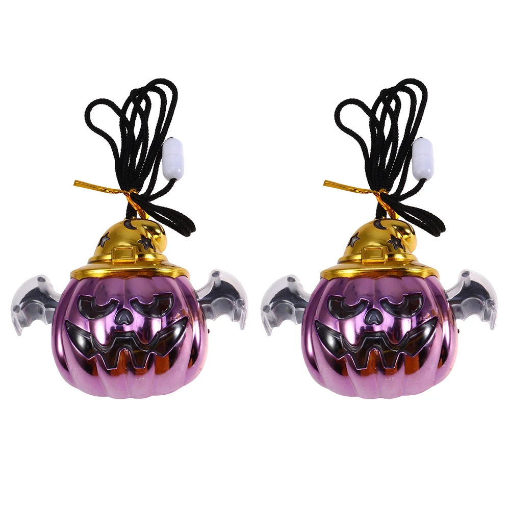 

3 Pcs LED Flashing Pumpkin Lamp Necklace Halloween Pendant for Party Decorations with Fun Lights Great Gift Idea