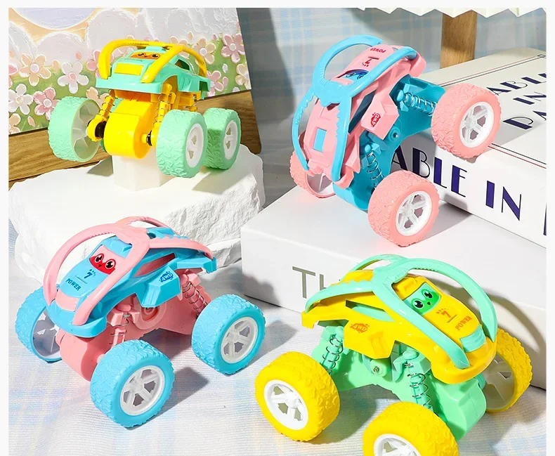 

Inertia Four-wheel Drive Rolling Off-road Vehicle Somersault Stunt Car Macarons Model Car Children Technical Educational Toys