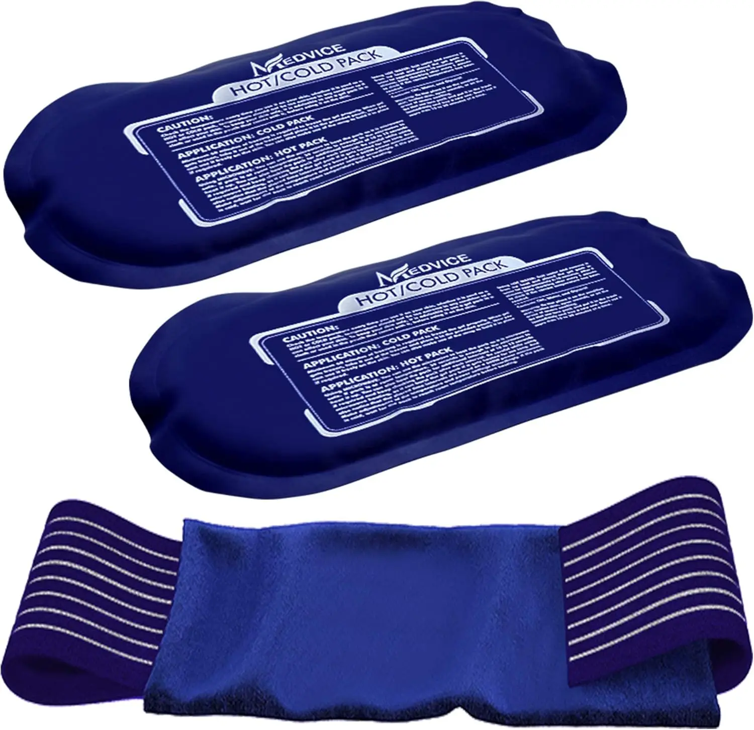 

Hot & Cold Gel Ice Packs for Injuries - Reusable, Adjustable for Knees, Back, Shoulders - 3-Piece Set