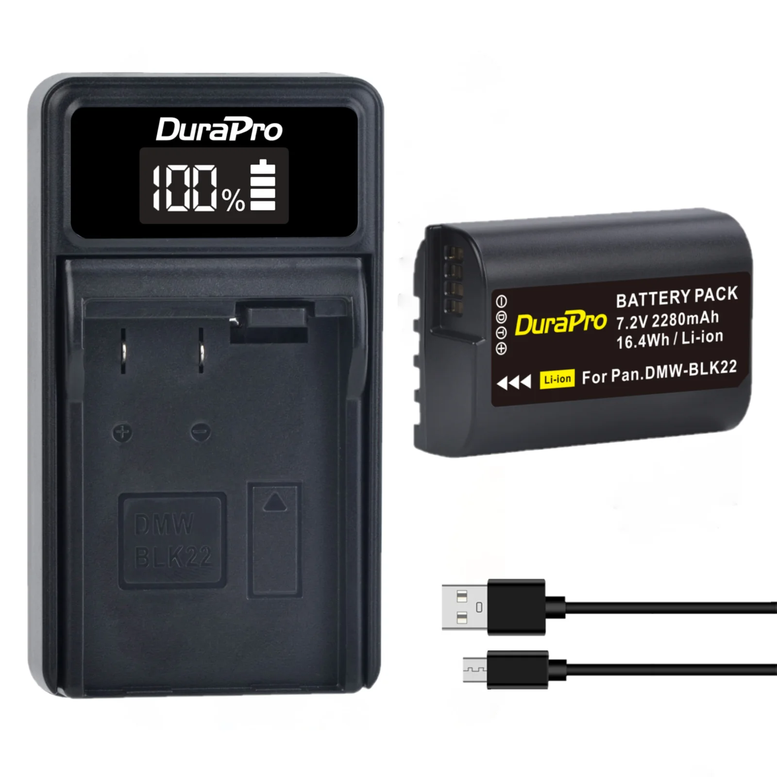 

DMW-BLK22 Camera Battery and Charger for Panasonic LUMIX DC-S5, S5 II, GH5 II, S5 IIX, GH6