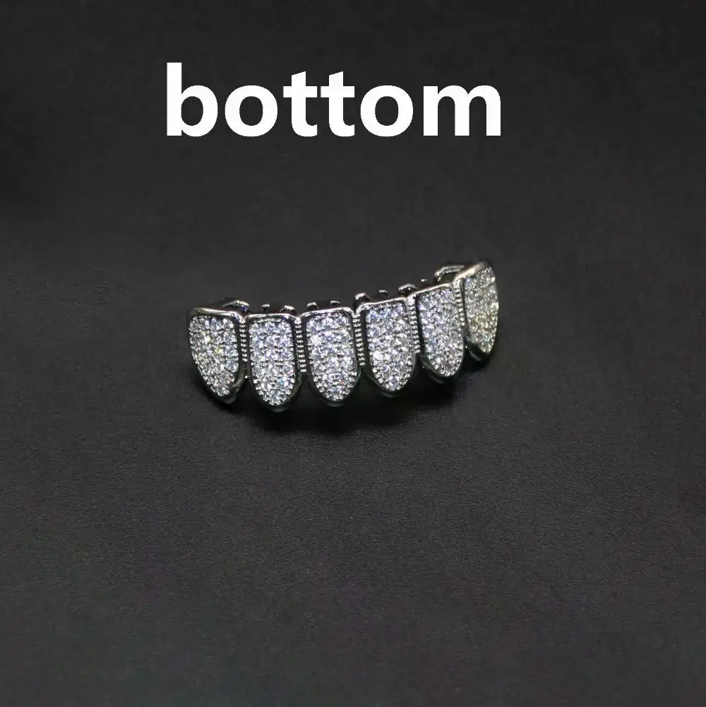 Teeth Grillz Set for Unisex Top Bottom Mouth Silver Color Teeth Grills Tooth Cap Removable Dental Fashion Body Jewelry