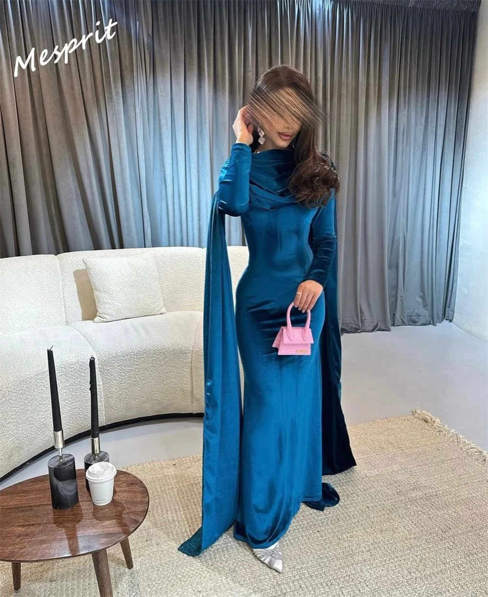 Yipeisha Retro Asymmetrical One-Shoulder Mermaid Evening es Hugging Velour Customized Saudi Arabia