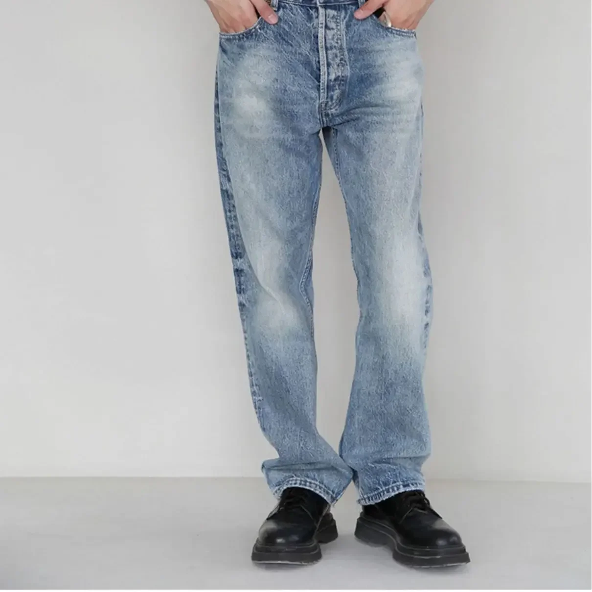 

Новые модные мужские повседневные джинсы Four Seasons: прямые, однотонные, с эффектом потертости, в стиле ретро, синие, из денима, для уличной моды