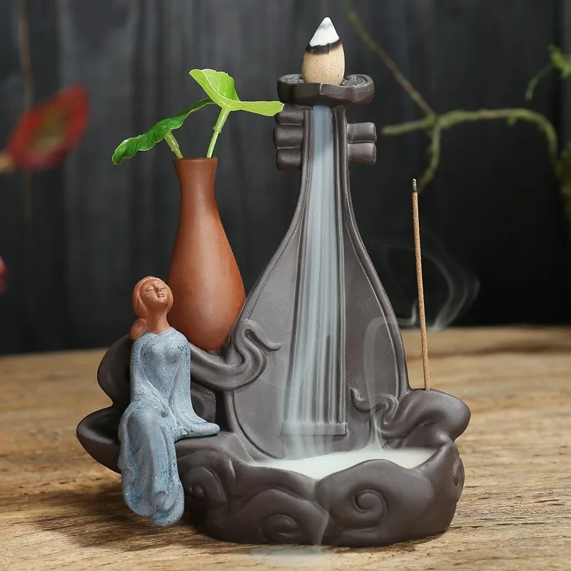 

Ceramic Backflow Incense Stove Household Aromatherapy Stove Indoor Odor Removal Incense Insertion Desktop Decor Ornament ZE576