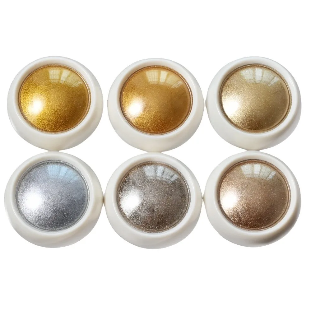 6 قطع مرآة أنيقة تأثير الكروم معدنية الغبار المجسم المزجج مانيكير الديكور عاكس الذهب والفضة يلمع مسحوق