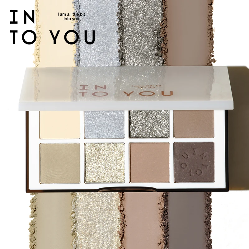 INTO YOU 8 Color Coco Glow Eyeshadow Palette Shiny Makeup Glitter Cream Gliter for Eye Shadow Waterproof Korean Cosmetic