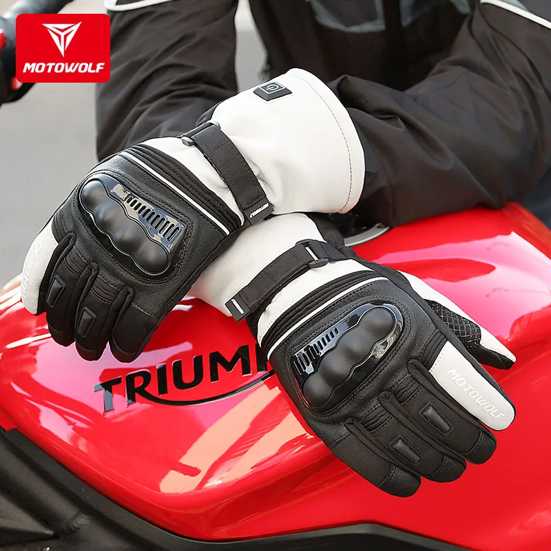 Electric motorcycle electric heating gloves men's fleece thickened warm waterproof  winter locomotive riding glove