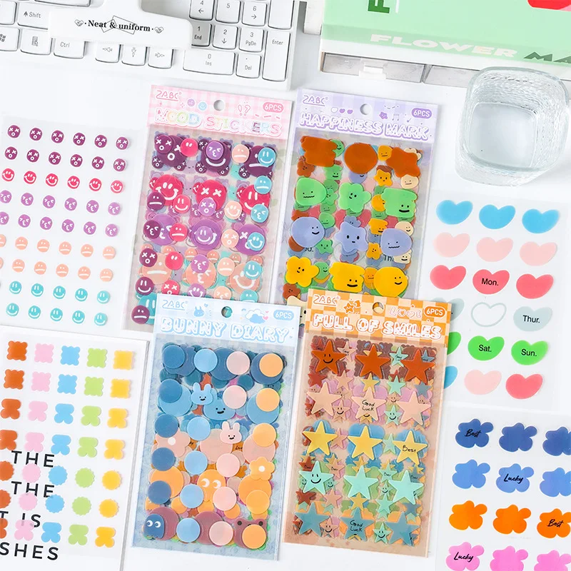 6pcs Kawaii Stationery Stickers Sweet Labels DIY Craft Scrapbooking Album Junk Journal Happy Planner Diary