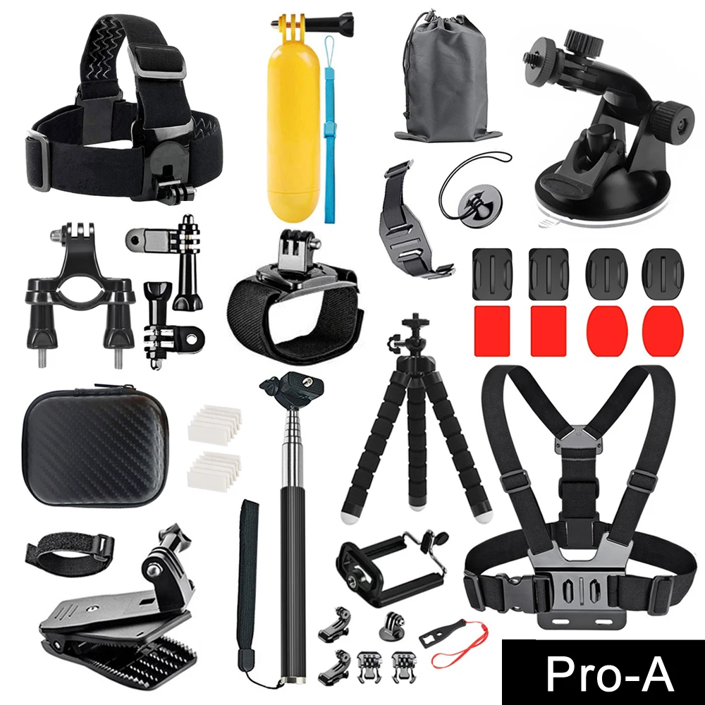 Kit Accessori 49-in-1 Per Action Camera – Fascia Testa, Custodia Stagna, Selfie Stick E Supporti Per GoPro E DJI