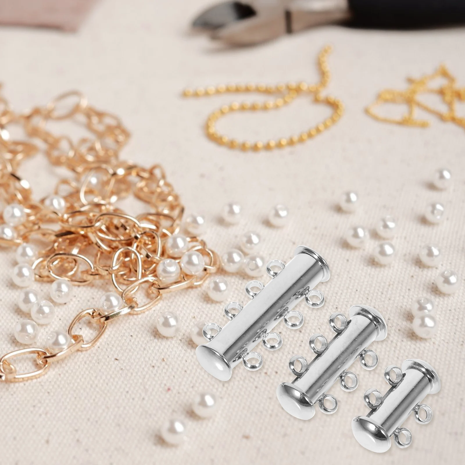

3pcs Necklace Clasp Pearl Layered Rose Gold Stainless Steel Connector Bracelet Buckle Jewelry Making Supplies