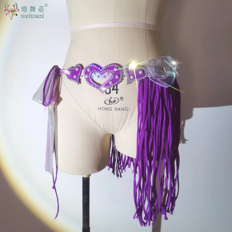 

Exquisite Belly Dance Accessories SweetHeart Shiny Practice Stage Perfermance Women's Tassel Waist Chain Hips Scarf Fashion Sexy