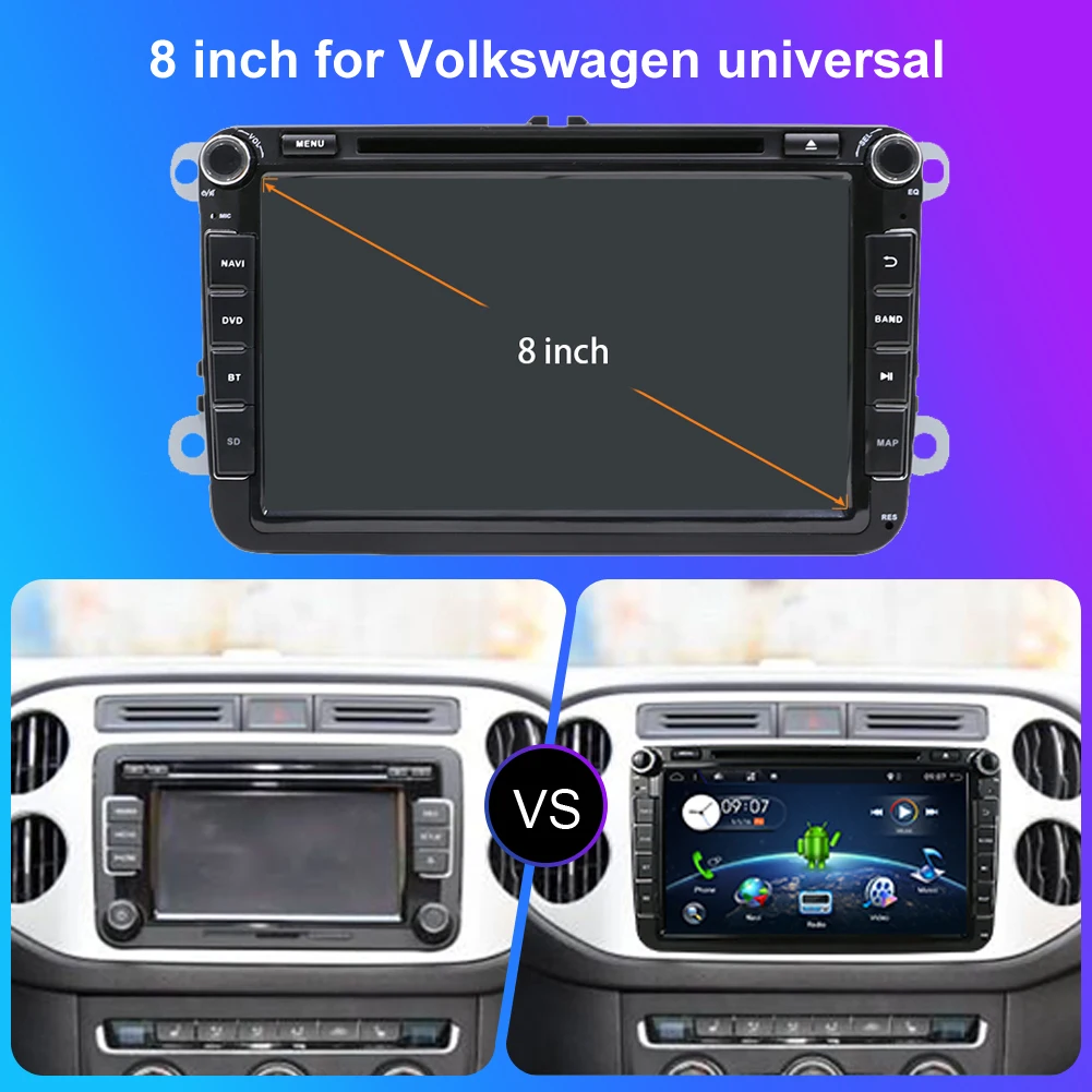 6+128G Carplay For VW/Volkswagen Skoda Octavia golf 5 6 touran passat B6 polo Android 12 2 Din Car Radio Multimedia Video Player