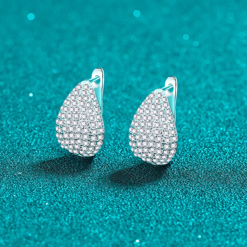 Pear-shaped Colored Moissanite Water Drop Luxury Stud Earrings with S925 Sterling Silver Ladies' Jewelry Women's Jewellery