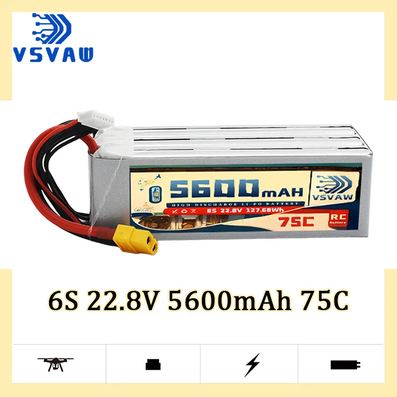 

5600mAh 75C 6S 22.8V Rechargeable Batteries for Remote Control Drone Helicopter Aerial Model Toy Lithium Battery HV