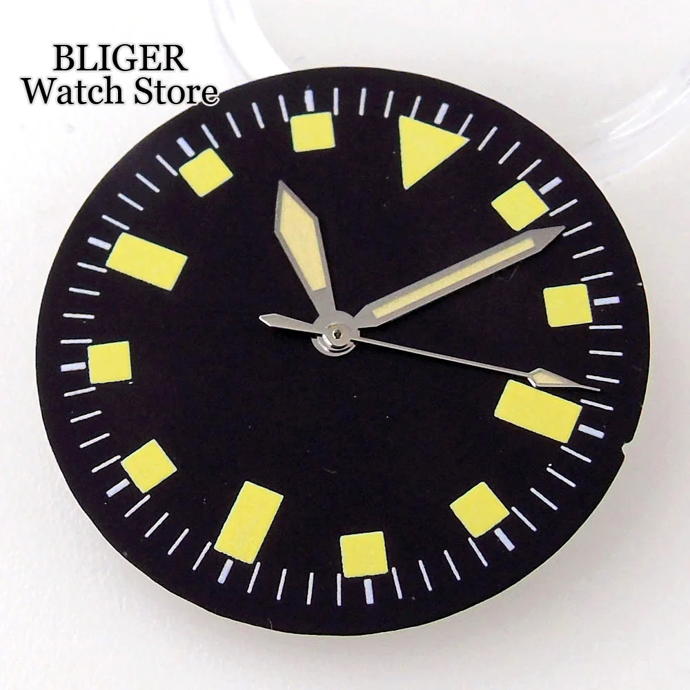 New 29mm Vintage Watch Dial Face Silver Watch Hand Fit NH35 NH35A NH36A Automatic Mens Watch Black Yellow White