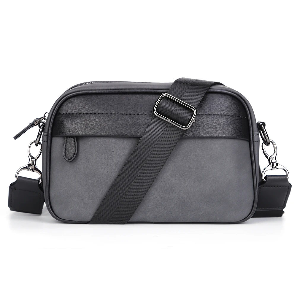 Borsa a tracolla da uomo in pelle PU dal design quadrato con tracolla regolabile per un uso versatile