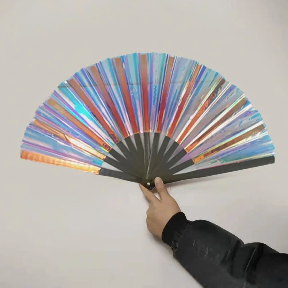 Transparent  Wide Application Large Shining Rave Hand Fan Decorative Handheld Fan Brilliant Color   Home Decoration