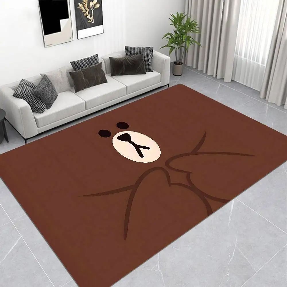 L-Lines Friends B-Brown Bear Room Mats Cheaper Anti-slip Modern Living Room Balcony Printed Household Carpets