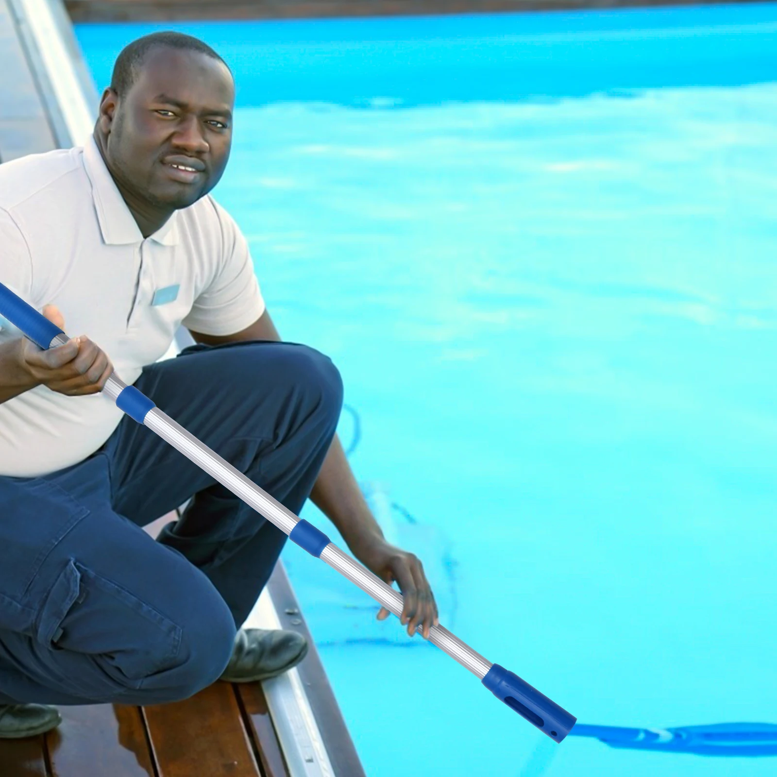 Telescopic Rod For Cleaning Adjustable Pole Skimmer Net Aluminum Alloy Durable Pond Swimming Pool Garden Maintenance Tools