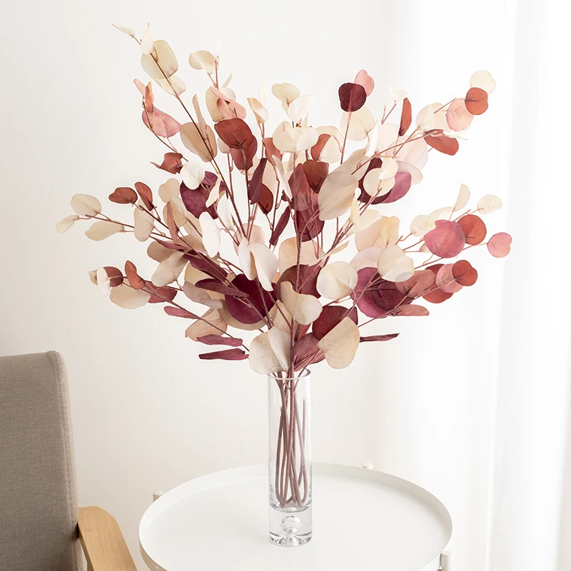 Artificial Autumn Plant Eucalyptus Faux Leaves Wedding Home Decoration Long Branch Silk Flower DIY Wall Arrangement Fake Plants