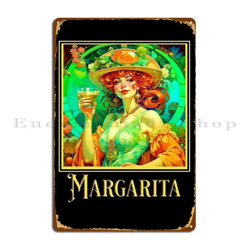 Margarita Art Nouveau Metal Sign Poster Club Plaques Designing Living Room Character Tin Sign Poster