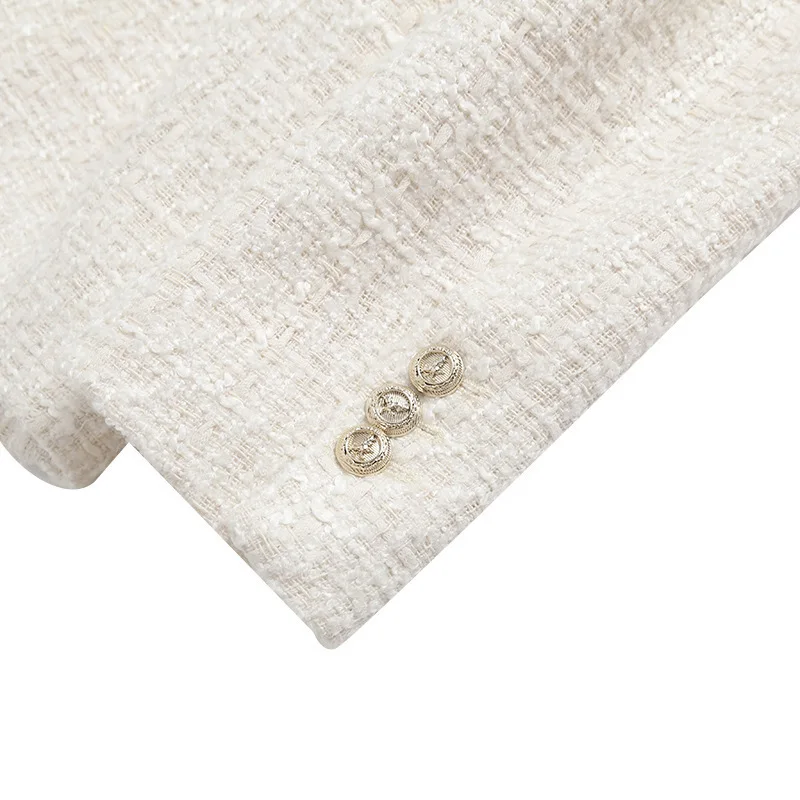 femmes texturé Blazer manteau col sur mesure Double boutonnage à manches longues solide poche plaquée veste ample printemps automne nouveau manteau