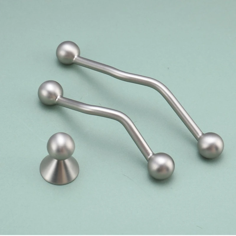 Simple Wardrobe Pull Handle Black Sideboard Pantry Cabinet Handle Kitchen Furniture Pull Single-Hole Nickel Brushed Drawer Knob