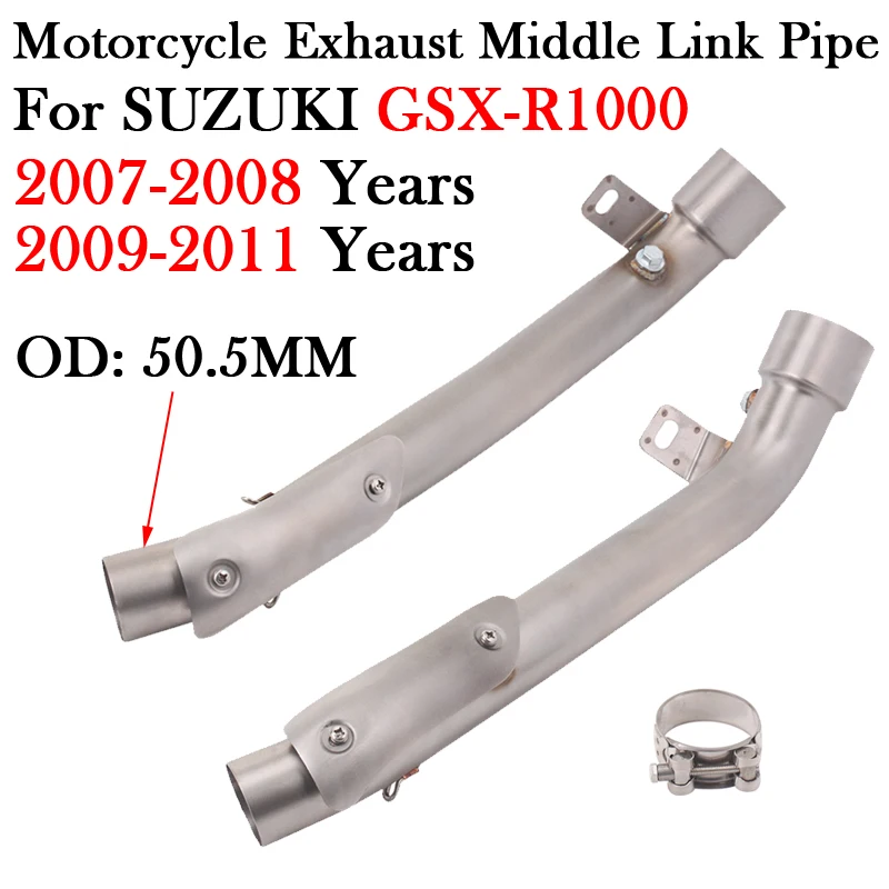 For SUZUKI GSX-R1000 GSXR1000 K7 K8 K9 L0 L1 2007 - 2011 Motorcycle Exhaust Middle Link Pipe Modify Escape Muffler Moto Mid Tube