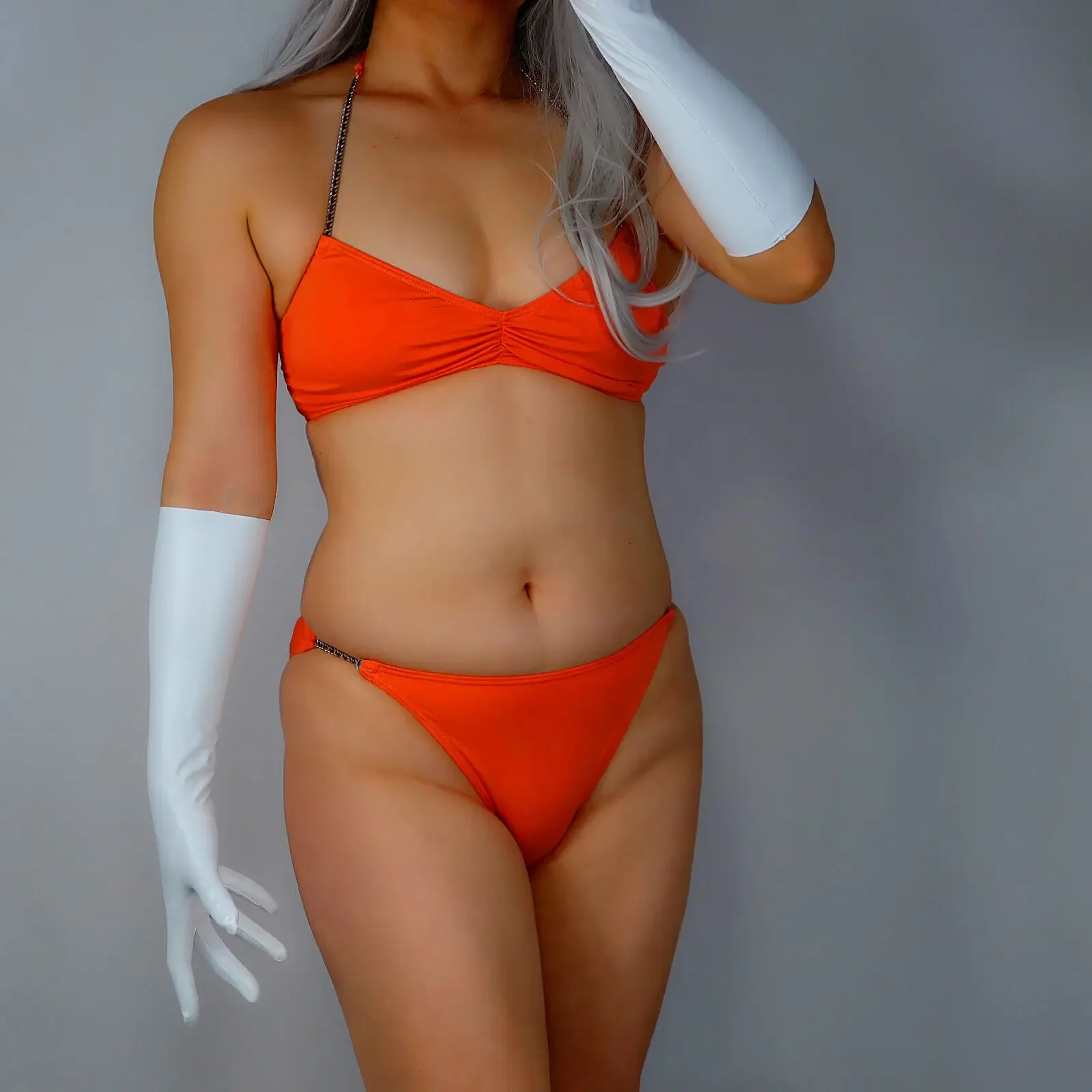 LATEX White GLOVES Extra Thin 2nd Skin Faux Leather Rubber Glove 40/70cm Opera Long Slim FITTED Fashion Costume Evening Party