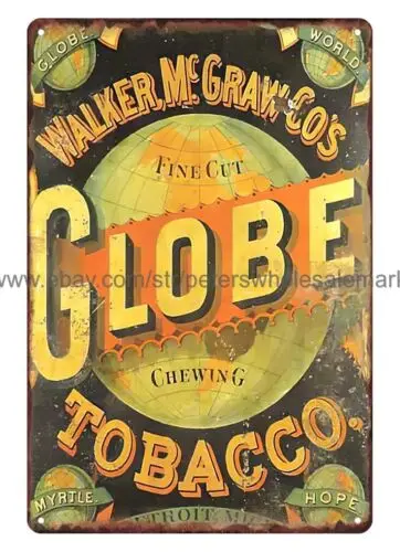 Globe Chewing Tobacco gift for smoker metal tin sign decorative home decor