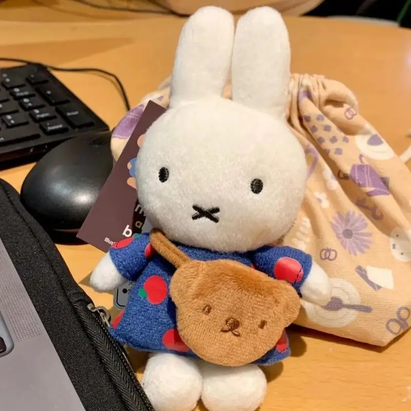 Miffy Rabbit New Plush Pendant Kawaii Cartoon Rabbit Bear Backpack Doll Cute Girl Children Backpack Decorative Pendant