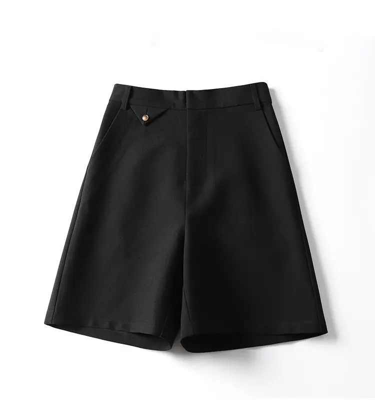 Suit Shorts Women's Summer New High Waist Slimming Mid Length Pants For Outerwear A-line Wide Leg Pant