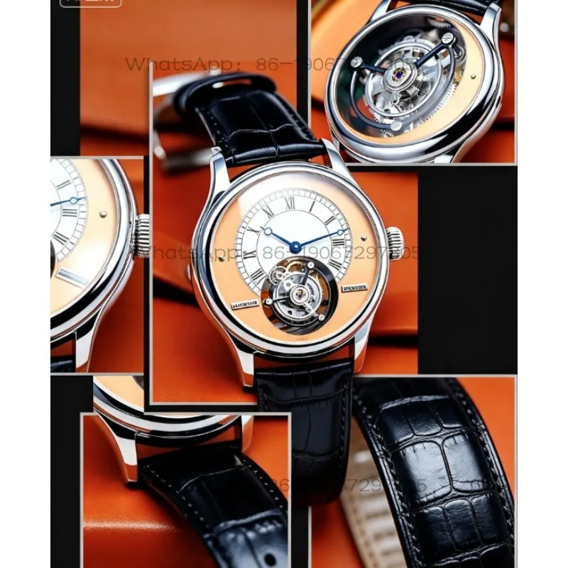Light Luxury Business Tourbillon Manual Mechanical Watch Men's Leather Waterproof Fashion Watch